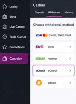 eCheck choose withdrawal method