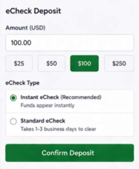 eCheck deposit amount