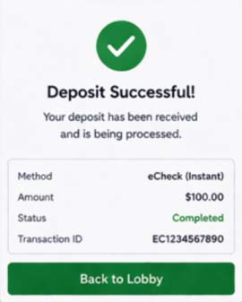 eCheck deposit successful